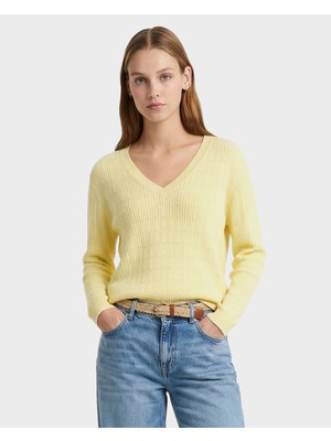 Gant Kadın Sarı Regular Fit V Yaka Kazak 4805460.713
