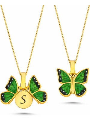 Silverize Kelebek Altın Kaplama Kolye Ak6
