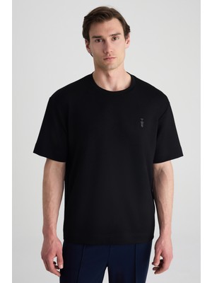 Twn Relaxed Fit Siyah Düz T-Shirt