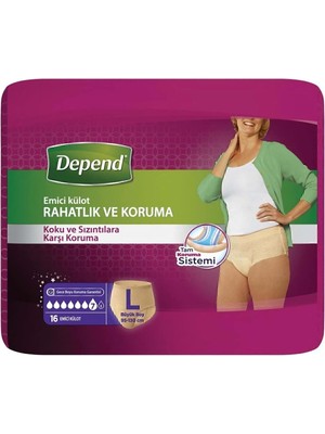 Depend Emici Külot L Beden 16 Adet Çok Renkli Rahatlık ve Koruma Özelliği ile Tasarlandı