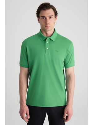 Twn Slim Fit Yeşil Pike Dokulu T-Shirt