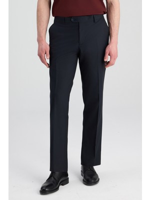 D'S Damat Ds Damat Comfort Fit Koyu Lacivert Düz Travel Kumaş Pantolon