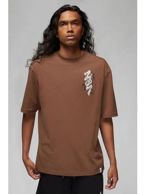 Nike Air Jordan Zion Sneaker School Mens Tee Black Grafik Baskılı Erkek Tişört Kahverengi