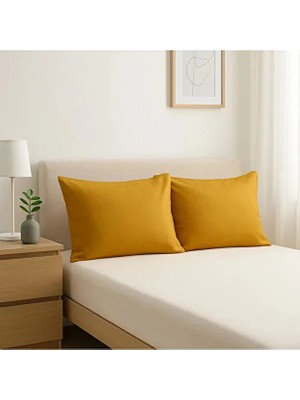 2'li Yastık Kılıfı 50X70 cm – %100 Pamuk – Hardal (Çift Kişilik Set)