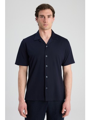 Twn Slim Fit Lacivert Armürlü Gömlek