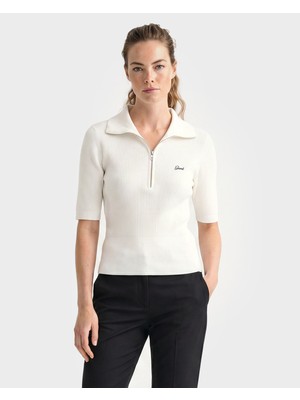 Gant Kadın Beyaz Slim Fit Yarım Kollu Triko 48926146T.113