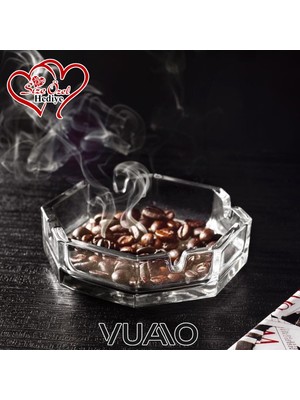 Vuao Şeffaf Cam Sigara Küllüğü 2 Adet Set - 4 Yuvalı Cam Kül Tablası Takımı - Kafe Restoran ve Ev Tipi Dayanıklı Cam Sigara Kül Tablası - 2'li Ekonomik Paket Klasik Büyük Yuvarlak Küllük