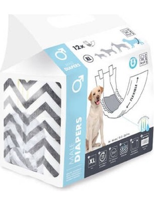 Bezos Diapers Erkek Köpekler Için Külot Bez Xlarge 12 Li 20X81 cm