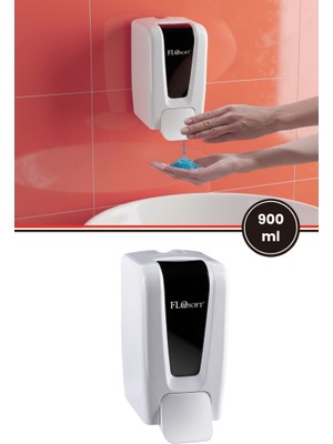 Flosoft F248 Manuel Gagalı Sıvı Sabun Dispenseri, 900 ml Banyo Mutfak Duvara Monte Sabunluk Beyaz