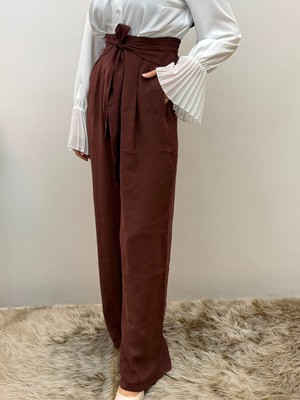 JOOQSTORE Kuşak Detaylı Bol Paça Rahat Pantolon