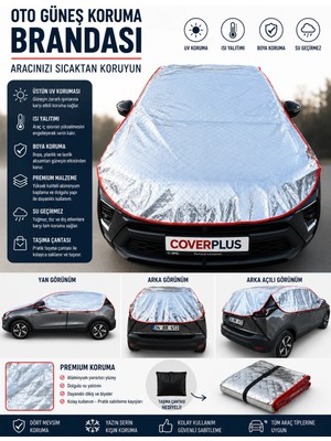 CoverPlus Toyota Corolla Sedan Uyumlu Yarım Araba Brandası Güneş Koruyucu