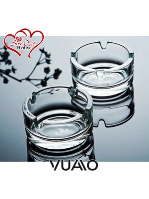 Vuao 2'li Set Şeffaf Cam Küllük - 4 Yuvalı Yuvarlak Kül Tablası