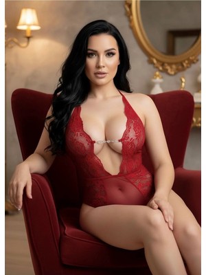 Aycer Kırmızı Taşlı Bodysuit