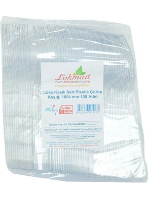 Aycer Lüks Kaşık Sert Plastik Çorba Kaşığı 1654 mm Şeffaf 100 Adet 1 Paket