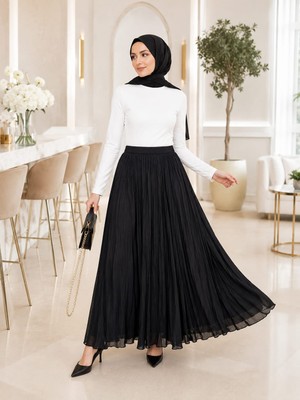 Esra Butik Siyah Kraş Etek – Astarlı, Standart Beden, 100 cm