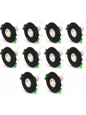 Ledarmy Siyah LED Spot Seti 10’lu Yuvarlak Kasa 4000K Doğal Beyaz GU10 Ampul Dahil Tak Çalıştır 6,5cm Gömme Tavan Spotu