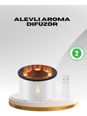 Derin Stok Alev Efektli Aromaterapi Difüzörü – 360 ml Su Hazneli, Sessiz Zaman Ayarlı