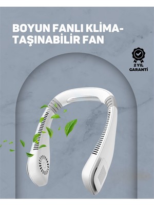 Derin Stok USB Şarjlı Giyilebilir Fan | 5 Kademeli Rüzgar Hızı, Sessiz Turbo Soğutma, 360° Hava Sirkülasyonu