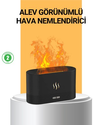 Derin Stok Tasarımlı Alev Efektli LED Aromaterapi Hava Nemlendirici