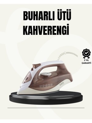Derin Stok Buharlı Ütü 2200W Seramik Taban 300 ml Kahverengi Dikey Ütüleme