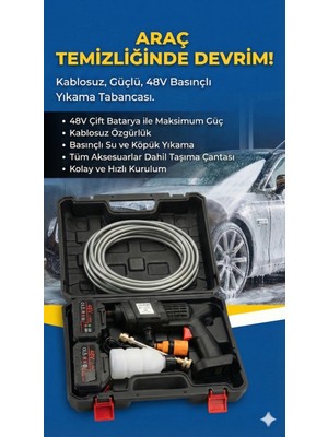 Aycer 48V Şarjlı Çift Bataryalı Taşınabilir Basınçlı Oto Yı Bahçe Sulama Sı