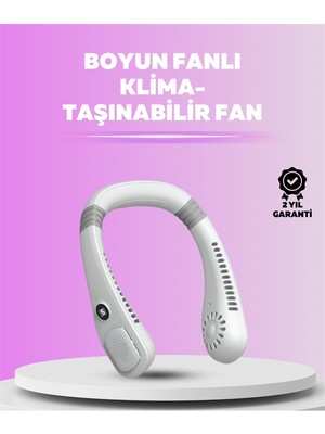 Derin Stok Giyilebilir Bladeless Boyun Fanı | 360° Serinlik, 5 Kademe Rüzgar, USB Şarjlı Sessiz Mini Klima