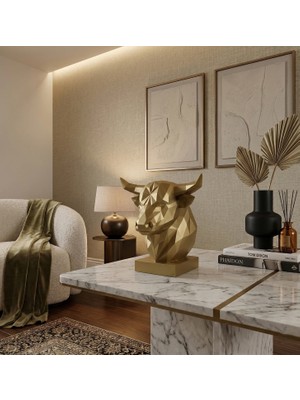 Buyolog Dekoratif Büst Boğa Heykel Özel Tasarım 3D Hediye 12 x 16 cm