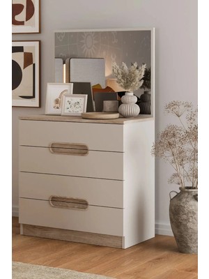 Palmera Optimum Genç Odası Şifonyer - 3 Çekmeceli Frenli Raylı Modül - 80 cm Beyaz (Ayna Dahil Değildir)