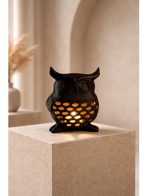 Buyolog 3D Dekoratif Baykuş Mumluk, Tealight Mumluk, Bohem Rustik Ev Dekoru, Hediyelik Romantik Aydınlatma