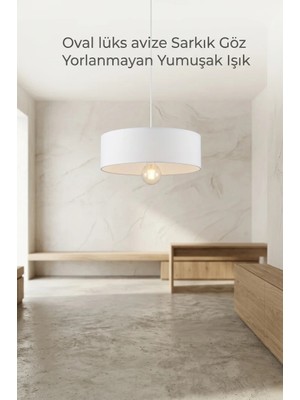 Buyolog Oval Lüks Avize Modern Yatak Odası Sarkık   30X22 cm  Göz Yorlamayan Yumuşak Işık Pla