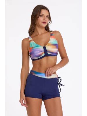 Argento Kadın Nadide Desenli Lacivert Şortlu Bikini Takımı C0T2N036911