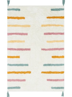 Palmera Playful Multy Xw Cbn 03 Yıkanabilir, Kaymaz Tabanlı, Naturel Pamuk Dokuma Bebek, Çocuk Halısı