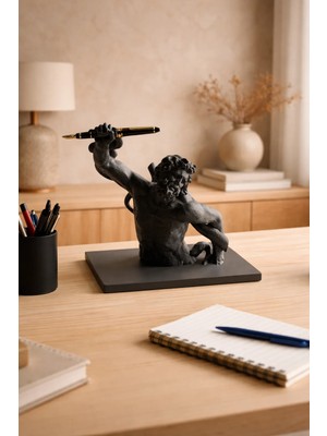 Buyolog 3D Dekoratif Antik Kalem Tutucu Heykel Avangard Ofis Masaüstü Aksesuar, Sanatsal Hediyelik 14X14 cm