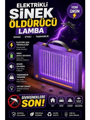 Aycer Elektrikli Sinek Öldürücü Lamba | Şarjlı, Sessiz, LED Işıklı Etkili Koruma
