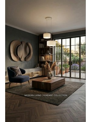 Buyolog Lüks Beyaz Renk 2'li Modern Dekoratif Salon, Oturma Odası ve Mutfak Sarkıt Avize (Lamba Hediyedir)
