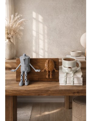 Buyolog Kahve Köşesi Sevimli Biblo Seti 3lü, Kahve Çekirdeği, Kahve Kupası, Moka Pot, Coffee Set 10CM