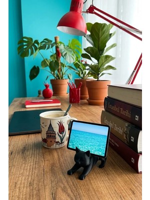 Buyolog Siyah Kedi Telefon Tablet Tutucu 10 x 10 cm