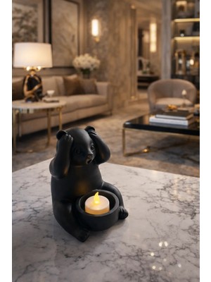 Buyolog Dekoratif Tealight Mum Hediyeli Ayı Panda Tasarım Vegan