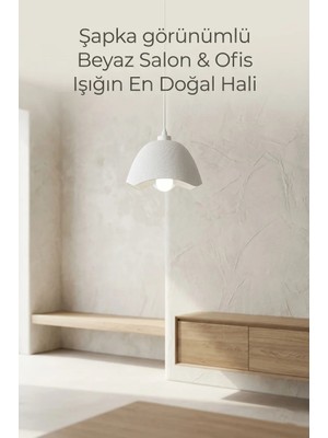 Buyolog Şapka  Görünümlü Modern Kavisli Beyaz Salon & Ofis Tavan Dostu, Ultra Hafif Işığın En Doğal Hali