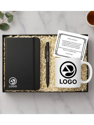 Bk Gift Kişiye Özel Logolu Defter, Kupa ve Tükenmez Kalem Kurumsal Hoşgeldin Hediye Seti-1 | Kurumsal Welcome Kit, Yeni Iş Hediyesi