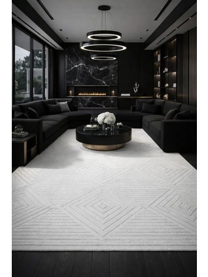 Dinarsu Hayal 39146 Beyaz Salon Halısı Oturma Halısı