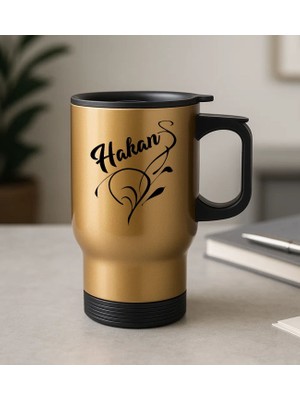 Bk Gift Kişiye Özel Isimli Kulplu Gold Çelik Bardak Termos Mug 450ML-2, Sevgiliye Hediye, Arkadaşa Hediye, Eşe Hediye