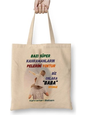 Dekado Babalar Günü Babaya Hediye 07 Bez Çanta Uzun Saplı