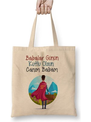 Dekado Babalar Günü Babaya Hediye 0019 Bez Çanta Uzun Saplı