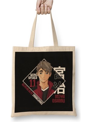 Dekado Anime Haikyuu Inarizaki High Miya Osamu Bez Çanta Uzun Saplı