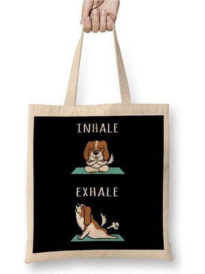 Dekado Cavalier King Charles Spaniel Yoga Inhale Exhale Bez Çanta Uzun Saplı