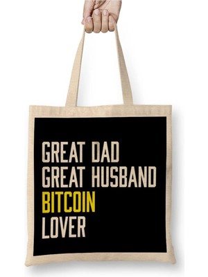 Dekado Great Dad Husband Bitcoin Lover Bez Çanta Uzun Saplı