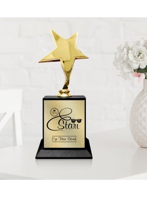 BK Gift Kişiye Özel Yıldız Figürlü Ödül Kupası - 18 Cm.