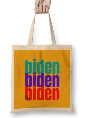 Dekado Democrat Biden 2024 Election - Vintage Retro Rainbow Style Bez Çanta Uzun Saplı