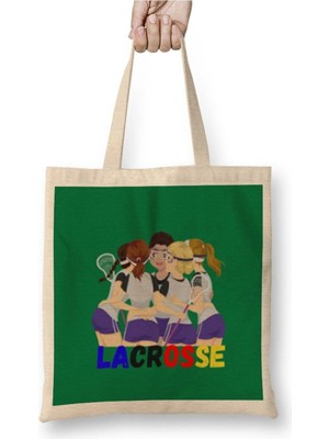 Dekado Funny Lacrosse Gift For Lacrosse Mom Dad Women's Bez Çanta Uzun Saplı